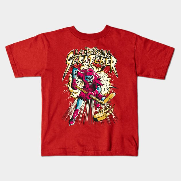 Ice Skating Skull Kids T-Shirt by mertkaratay